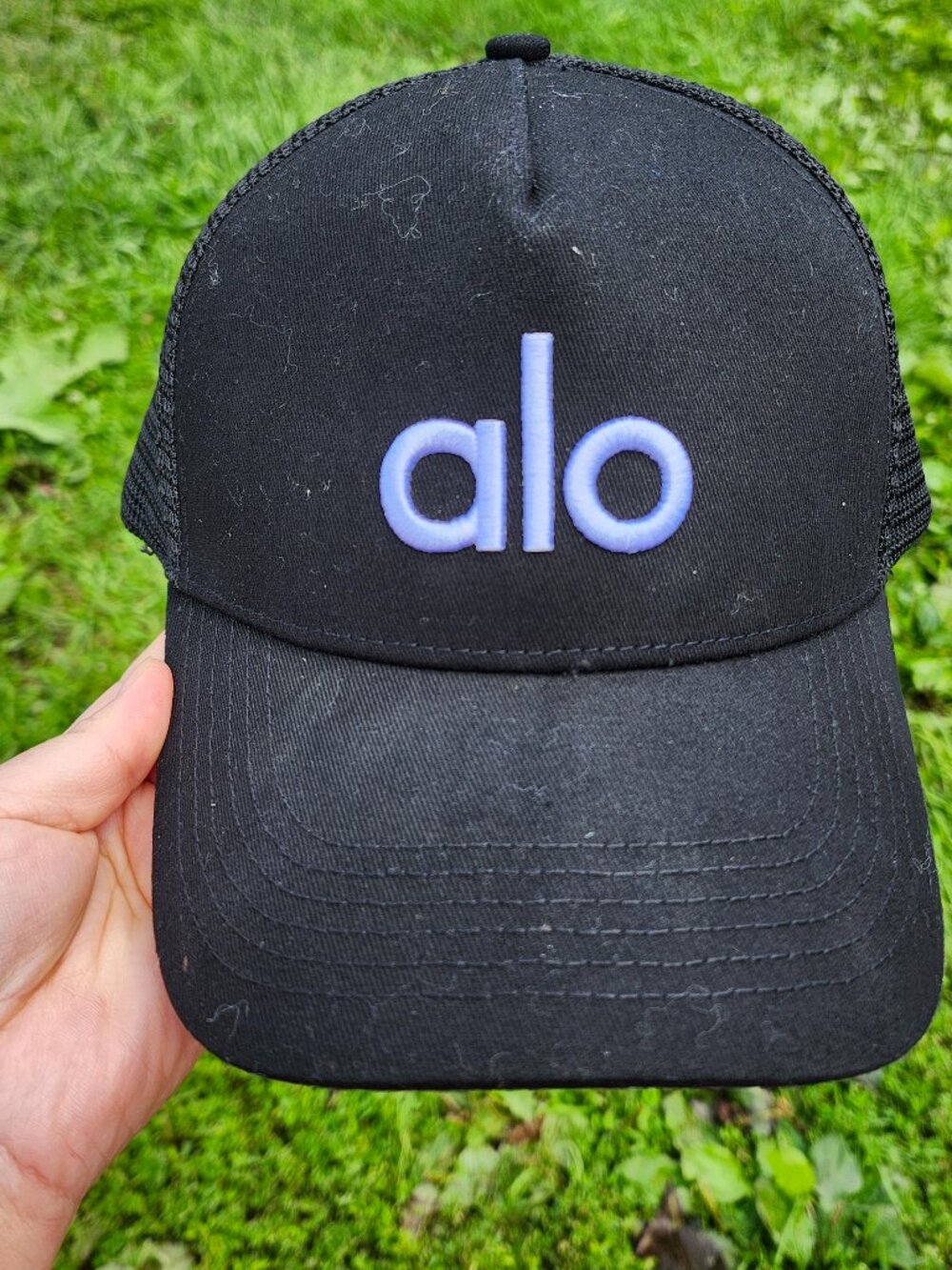 ALO Black Trucker Hat Embroidered Logo Adjustable Snapback Cap Streetwear Unisex